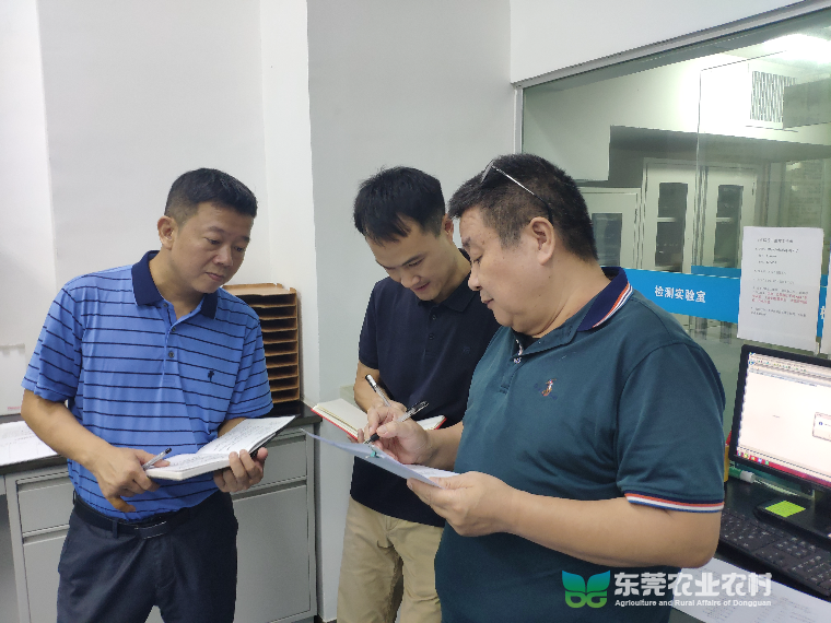 2023年7月19日上午，疫控中心水控科科长殷科到虎门农技中心实验室就原始记录等问题提出整改意见。摄影人：彭家杰(1).jpg